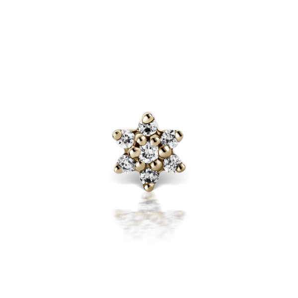 MARIA TASH Diamond Flower Treaded Stud Earring 3mm - Øreringe - XFLD-YG-W3-001