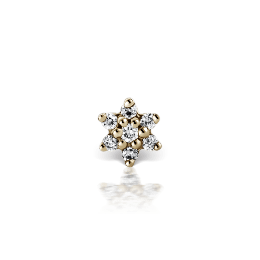 MARIA TASH Diamond Flower Treaded Stud Earring 3mm - Øreringe - XFLD-YG-W3-001