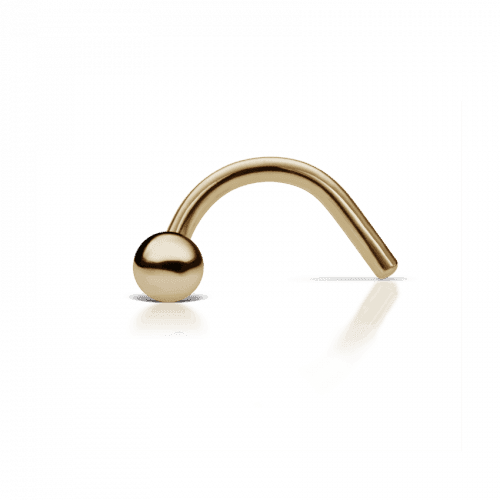 Maria Tash næsepiercing 14kt guld 2mm med kugle i blank guldfinish, enkel detalje. Model NDM-YG-W2-NR-001-1