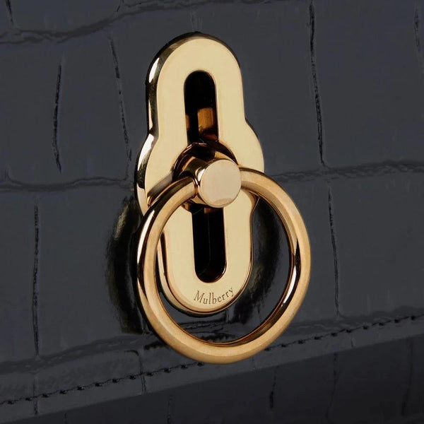 Mulberry Amberley Clutch Black Shiny Small Croc - Taske - RL8191/641A100