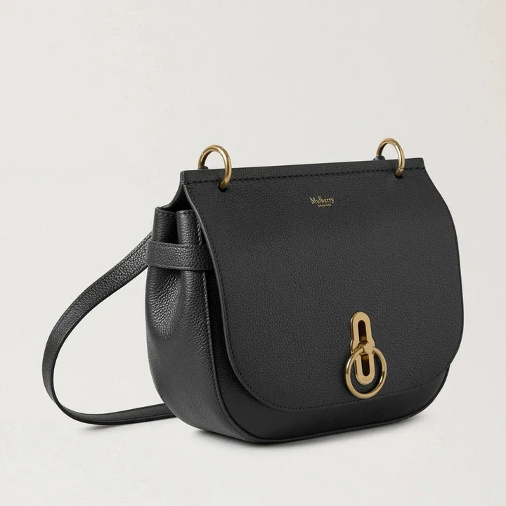 Mulberry Amberley Satchel Small Classic Grain Black i sort læder med guldfarvet spænde, Model hh9799205a100.