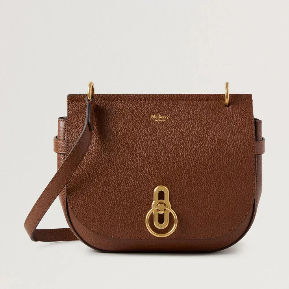 Mulberry Amberley Satchel Small Classic Grain Two Toned Oak i brunt læder med guldspænde, Model hh9800552g110