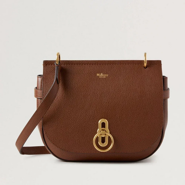 Mulberry Amberley Satchel Small Classic Grain Two Toned Oak i brunt læder med guldspænde, Model hh9800552g110
