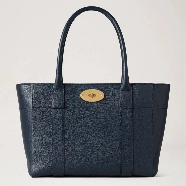 Mulberry Bayswater 9 to 5 Small Classic Grain Night Sky, mørkeblå skindtaske med guldlås, Model HH9831205U888
