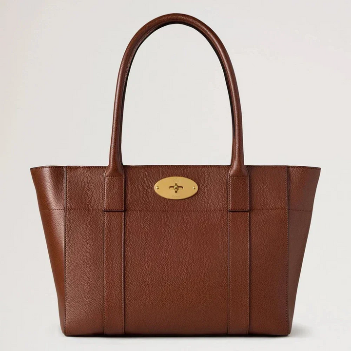 Mulberry Bayswater 9 to 5 Small Classic Grain Two Tone Oak, brun lædertaske med gyldent spænde, Model HH9834552G110.