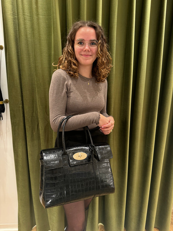 Mulberry Bayswater Croc Black