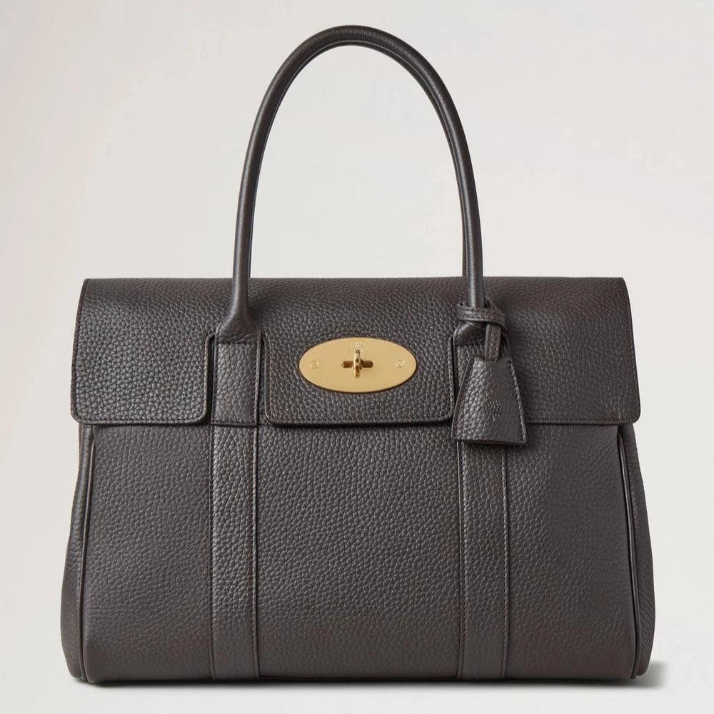 Mulberry Bayswater Heavy Grain Ebony med guldfarvet spænde, sort lædertaske model HH6592/736A110