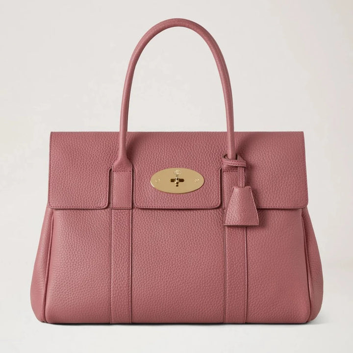 Mulberry Bayswater Pink Scrumpy Heavy Grain håndtaske i rosa læder med guld detaljer, Model HH6592/736J647