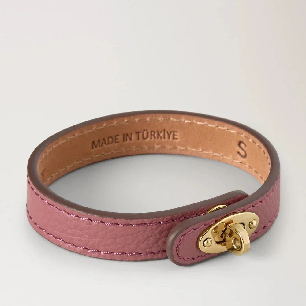 Mulberry Bayswater Thin Bracelet pink scrumpy i lyserødt læder med gylden lås, Model QB2390205J647