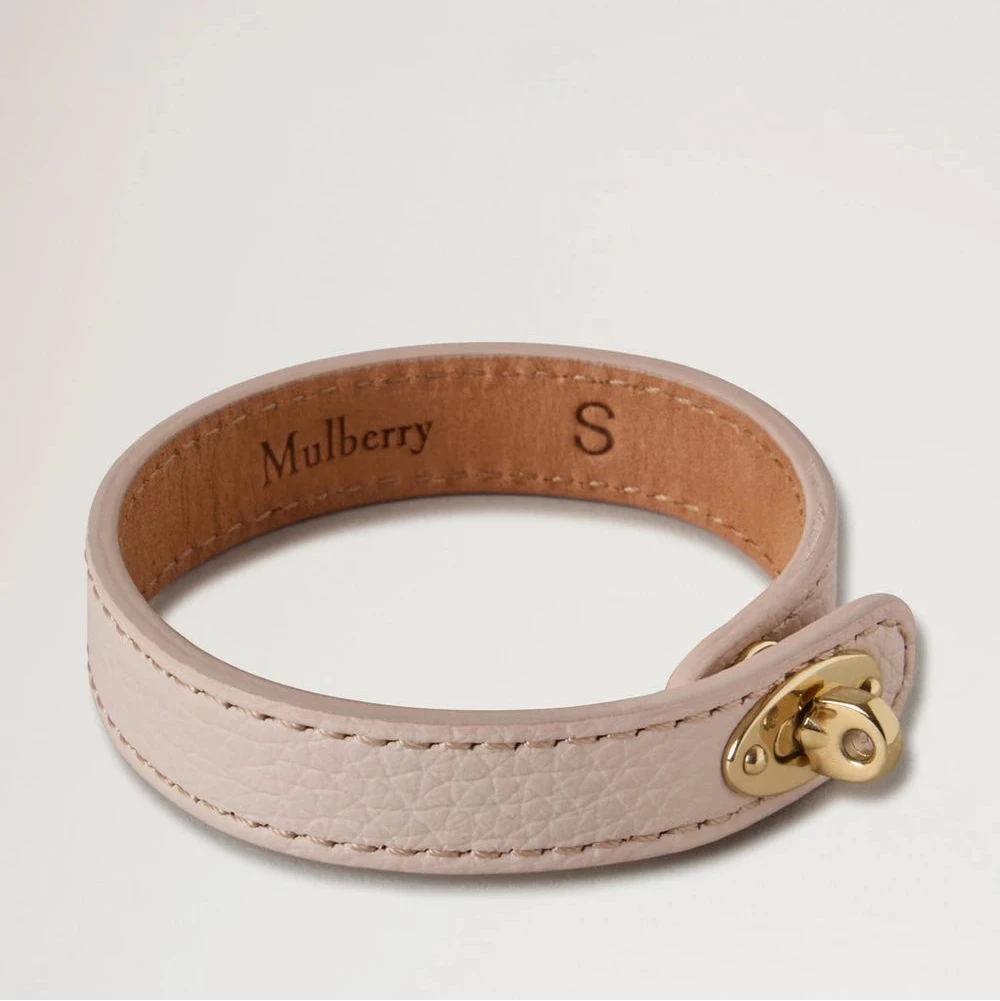 Mulberry Bayswater Thin Leather Bracelet, lyst rosa læderarmbånd med guld-lås, Model QB2390205J002-001