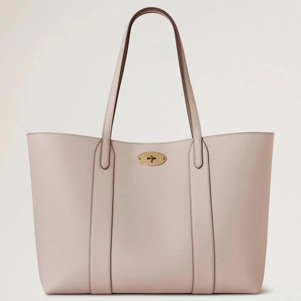 Mulberry Bayswater Tote Small Classic Grain Blossom Pink, lækker rosa lædertaske med guld-detalje. Model hh5727205j002