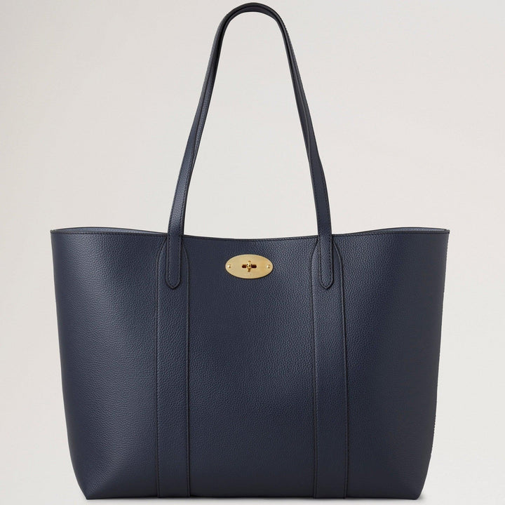 Mulberry Bayswater Tote Small Classic Grain Night Sky, mørkeblå lædertaske med guld spænde. Model hh5727205u888