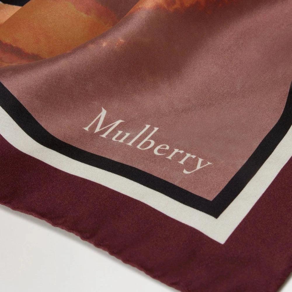 Mulberry Butterfly Wings Square Scarf Black Cherry med satinfinish, vinrød og rosa kant. Model VS4832090K560