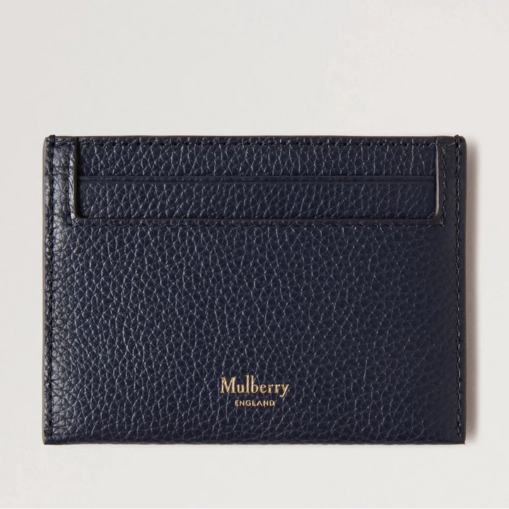 Mulberry Continental Credit Card Slip Night Sky i mørkeblå læder med gyldent logo, Model RL4644/205U888.