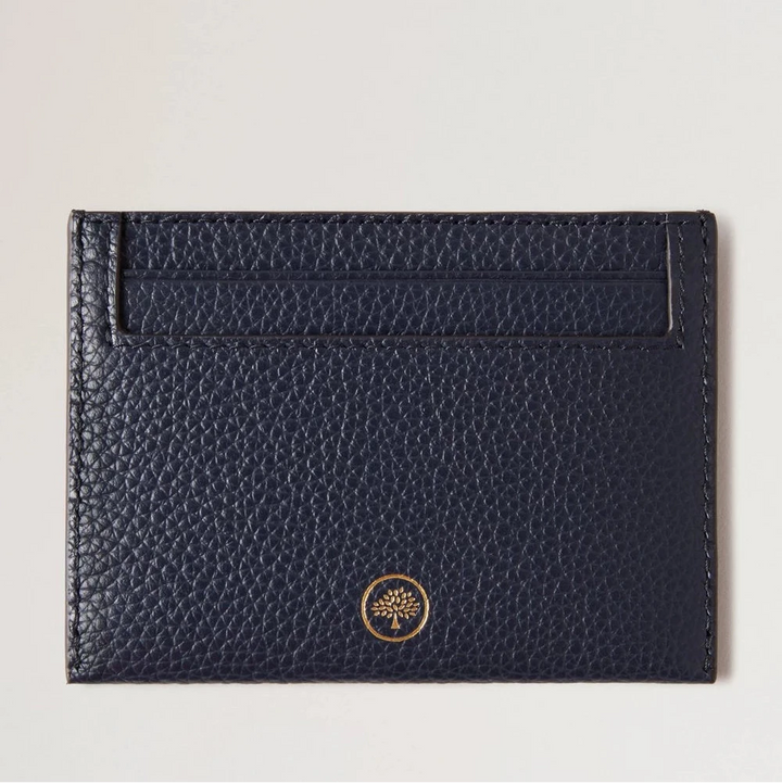 Mulberry Continental Credit Card Slip Night Sky i mørkeblå læder med struktur, set forfra. Model RL4644/205U888