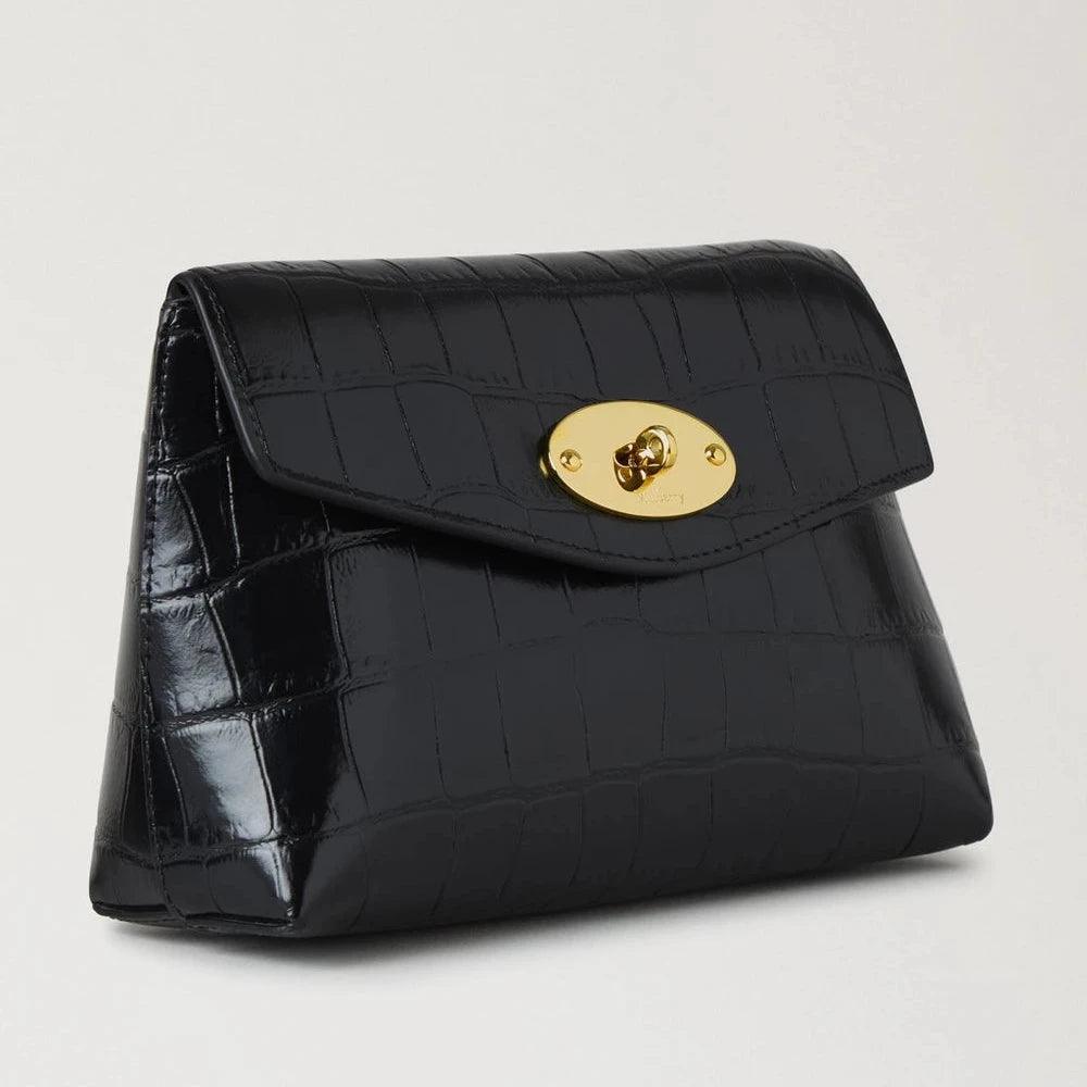 Mulberry Darley Cosmetic Pouch Black Shiny Small Croc – RL8187/641A100