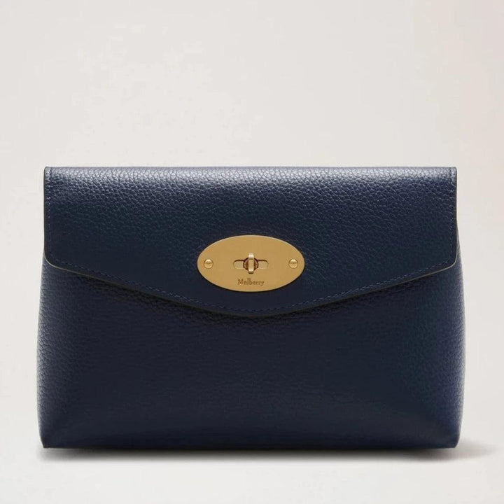 Mulberry Darley Cosmetic Pouch Small Classic Grain Bright Navy med gylden detalje, Model RL5077205U680