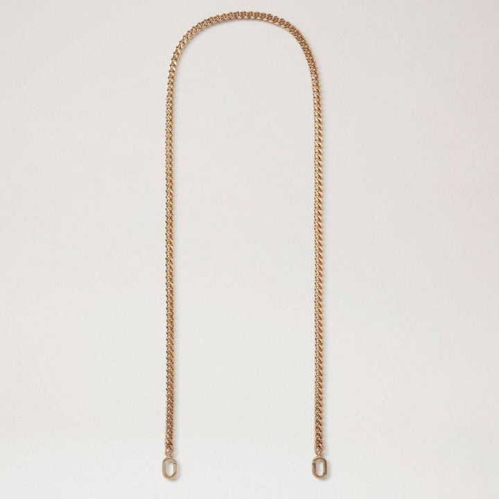 Mulberry Flat Chain Shoulder Strap i gyldent metal, elegant og enkel kæde med ovale ender. Model rx0290000n188