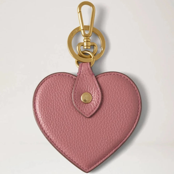 Mulberry Heart Keyring Pink Scrumpy i lyserødt læder med gyldent metalophæng. Model rk6003205j647