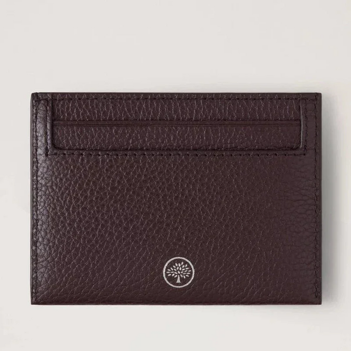 Mulberry Heritage Credit Card Slip Small Classic Grain Ebony, sort kortholder i præget læder med coin-logo, Model RL4064205A110