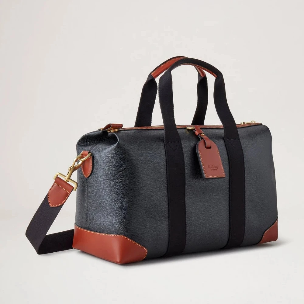 Mulberry Heritage Day Clipper Black and Cognac Printed Bioveg Scotchgrain taske i sort og cognac med rem. Model HS5195127A340