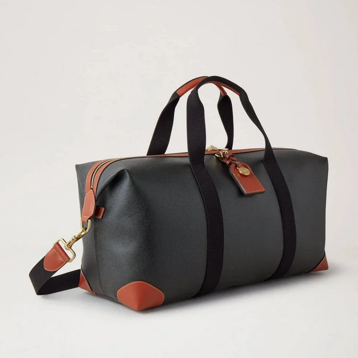 Mulberry Heritage Medium Clipper sort taske med cognac læderdetaljer og skulderrem, Model HL5136_127A340