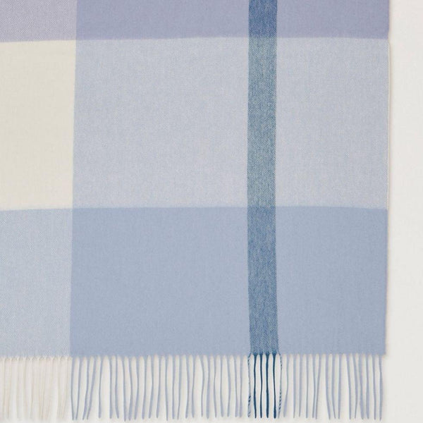 Mulberry Large Check Merino Wool Scarf Poplin Blue-White - Tørklæder - VS4295/889U910