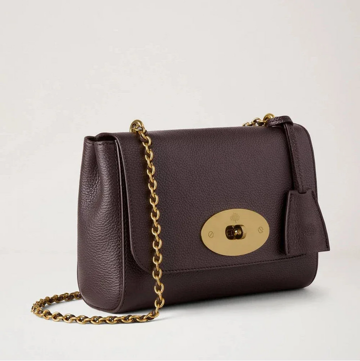 Mulberry Lily Small Classic Grain Ebony med guldfarvet kæderem og elegant struktur Model HH3291205A110