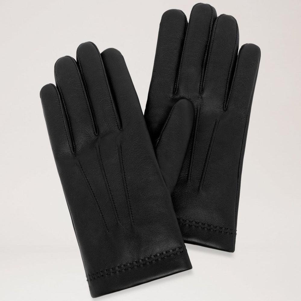 Mulberry Mens Soft Nappa Gloves viser elegante sorte læderhandsker med diskrete syninger, Model VG4109204A100-001