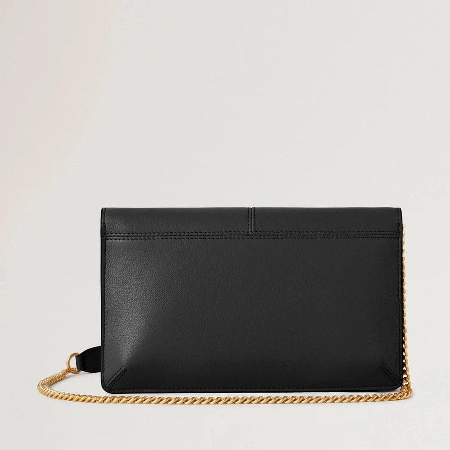 Mulberry Press Stud Pochette on Chain Black Micro Classic Grain
