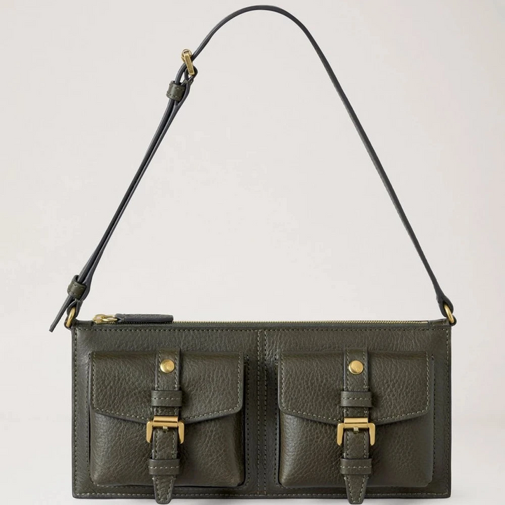 Mulberry Roxanne Mini Shoulder Bag Heritage Nvt Juniper Green i glat læder med to lommer, Model RL8902730Q749