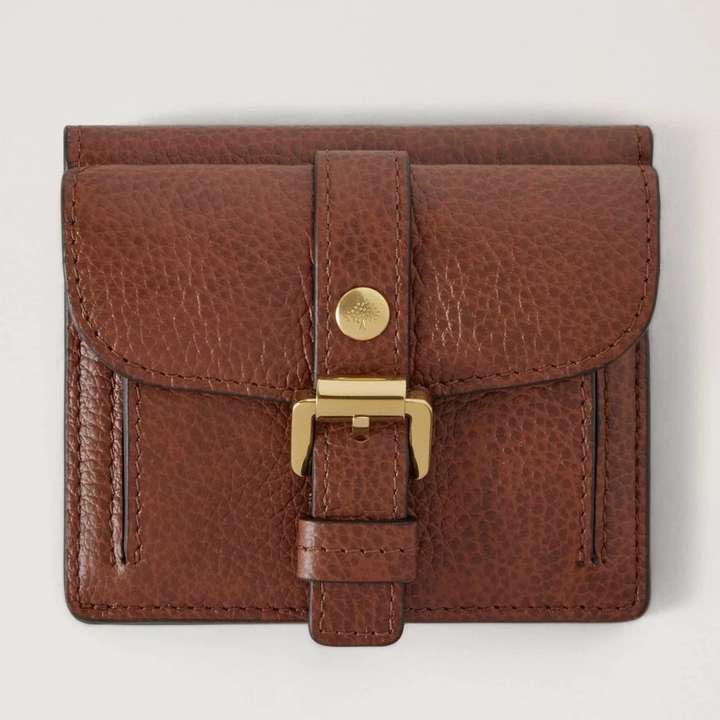 Mulberry Roxanne Wallet Two Tone Oak Small Classic Grain, brun pung i læder med spænde, Model RL8982552G110