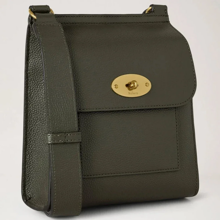 Mulberry Small Antony i juniper green klassisk grained læder med guldfarvet spænde, Model HH9365205Q749