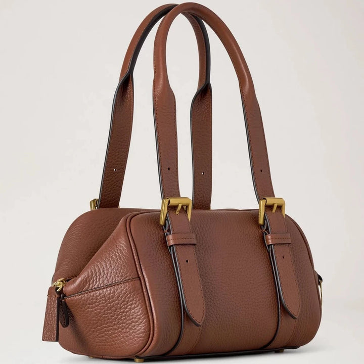 Mulberry Small Boston bright oak heavy grain håndtaske i brunt læder med to hanker. Model HH0020736G222