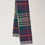 Mulberry Small Check Merino Wool Scarf Juniper Green & Deep Aubergine