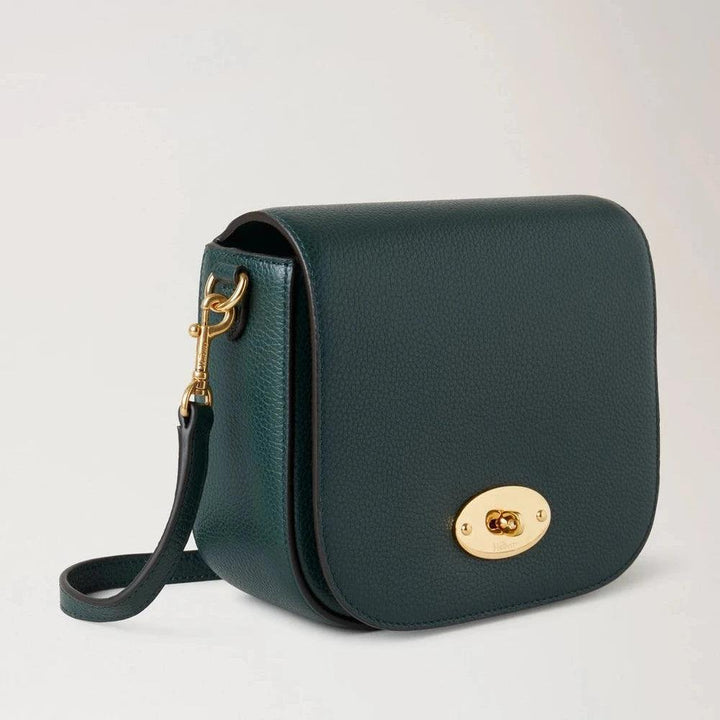 Mulberry Small Darley Satchel i mørkegrønt læder med gyldent spænde og crossbodyrem, Model RL4957205Q633