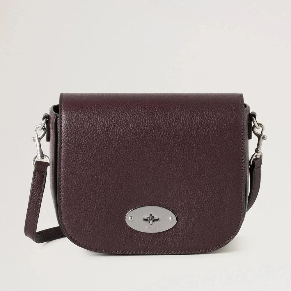 Mulberry Small Darley Satchel Small Classic Grain Black Cherry, skuldertaske i mørk kirsebærfarvet læder, Model RL4957205K560