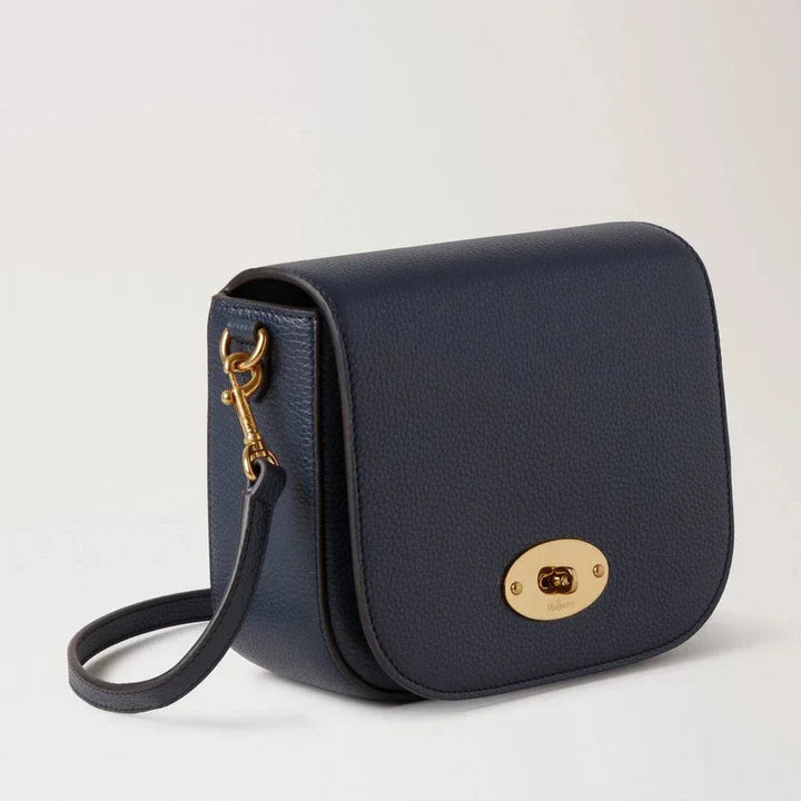 Mulberry Small Darley Satchel Small Classic Grain Night Sky i mørkeblåt læder med gulddetaljer, Model RL4957205U888
