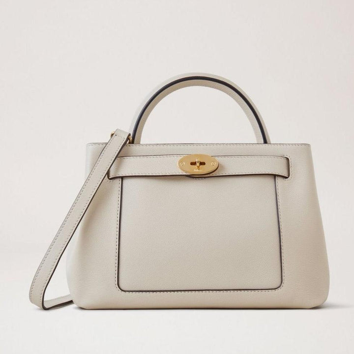 Mulberry Small Islington Silky Calf Chalk håndtaske i lyst læder med guldspænde, Model HH9091657W160