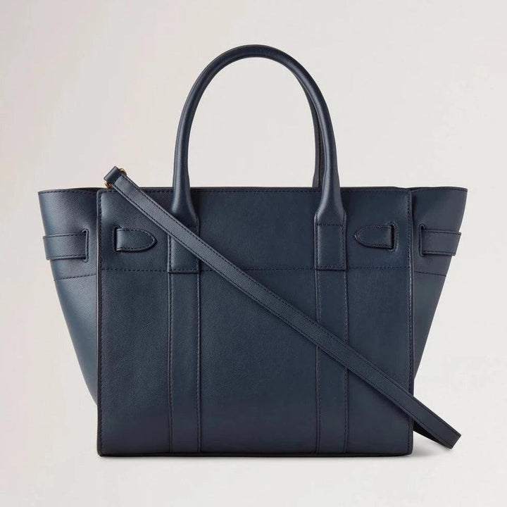 Mulberry Small Zipped Bayswater Night Sky, elegant mørkeblå lædertaske med skulderrem. Model HH9066587U888