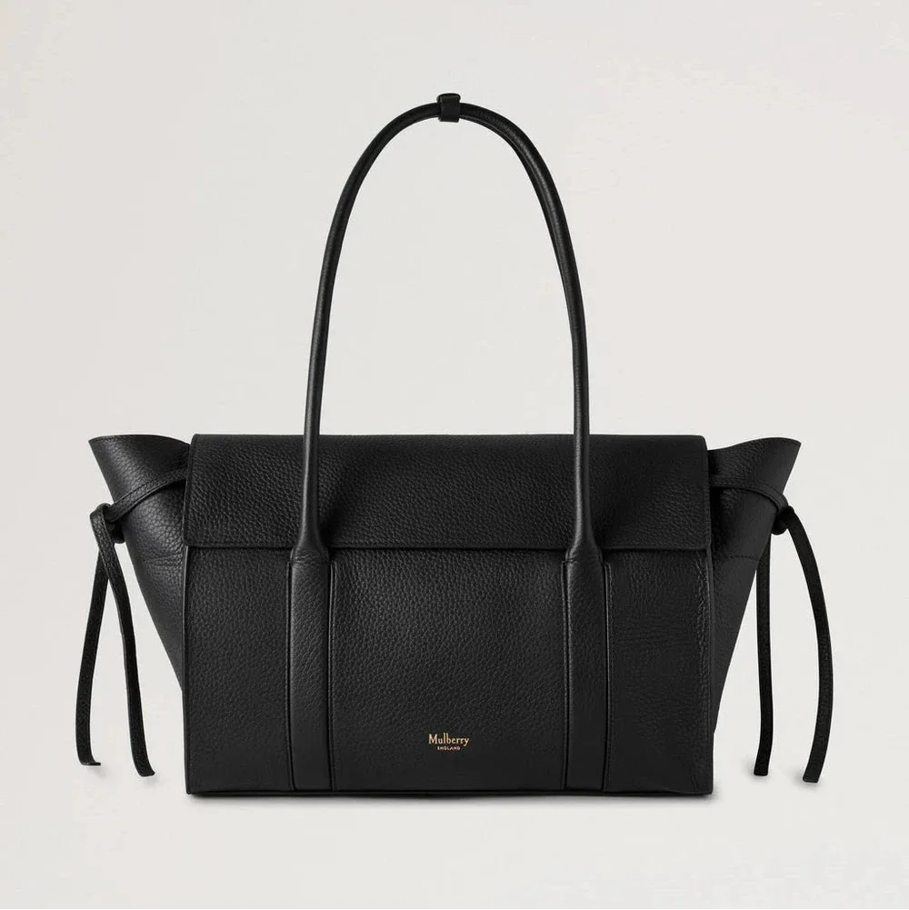 Mulberry Soft Bayswater Black Heavy Grain, stor sort lædertaske med brede hanke, Model HH9721736A100.