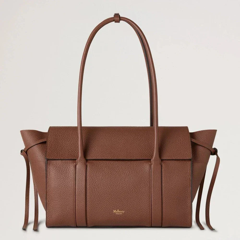 Mulberry Soft Bayswater Bright Oak Heavy Grain håndtaske i brunt læder, set forfra. Model HH9721736G222