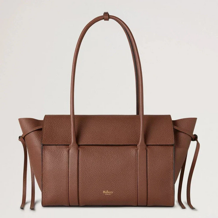 Mulberry Soft Bayswater Bright Oak Heavy Grain håndtaske i brunt læder, set forfra. Model HH9721736G222