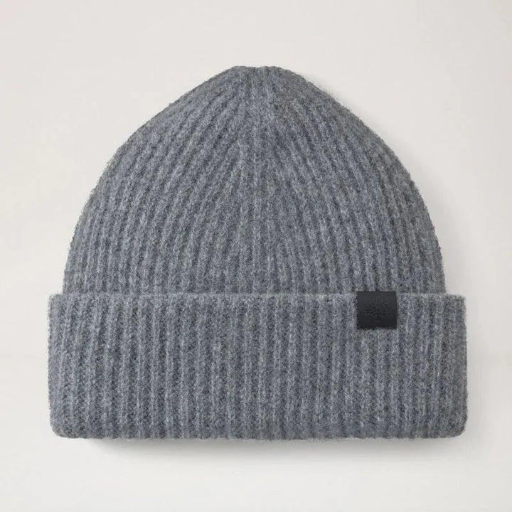 Mulberry Tree Chunky Wool Beanie dark grey i ribstrikket uld med opfoldet kant, Model VH4157153C912-1
