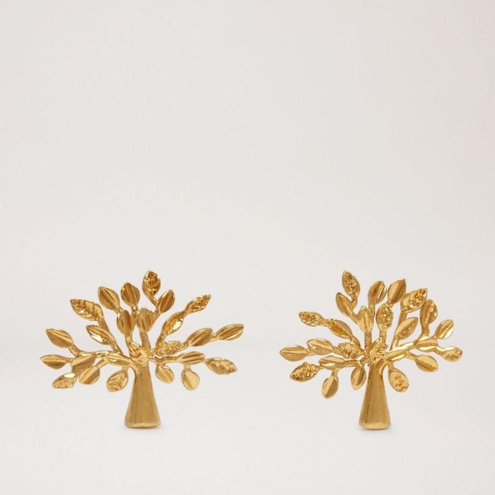 Mulberry Tree Earrings, messing øreringe formet som træer med blade, Model QE2273000N637.