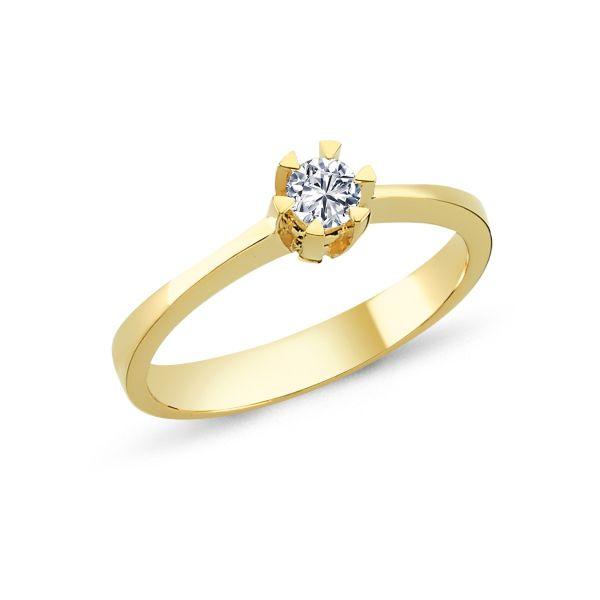 Nuran 14kt Star Ring 0,10ct W/SI, elegant guldring med solitærdiamant på stjerneklo. Model L1964-010RG-001.