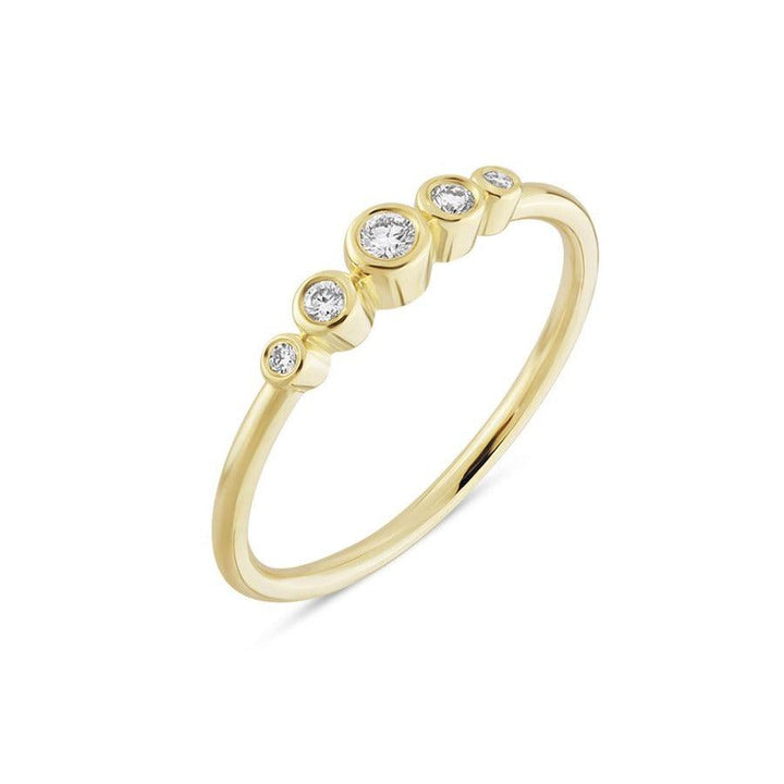 nuran-14kt tube ring med diamanter i gult guld, elegant design med fem brillanter, Model R1061-010-001