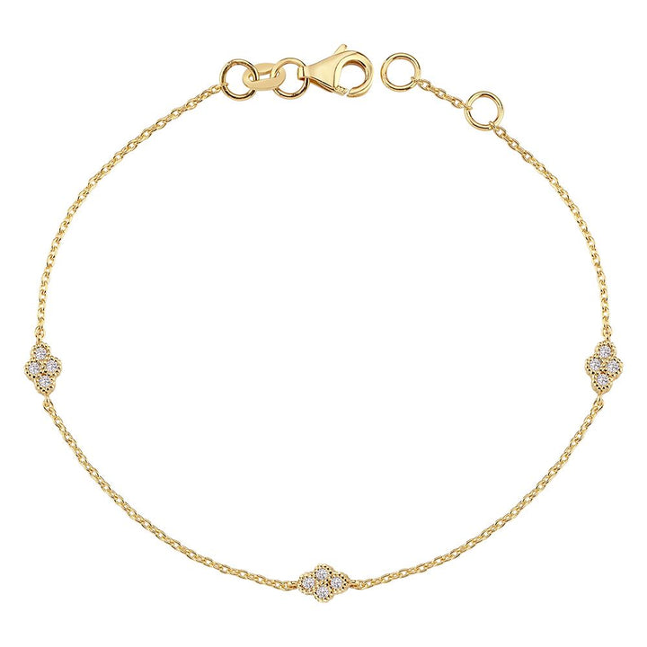 Nuran Athene 14kt armbånd 0.12ct W/SI viser et elegant guldfarvet armbånd med små diamantdekorationer, Model b2560-012rg-1.