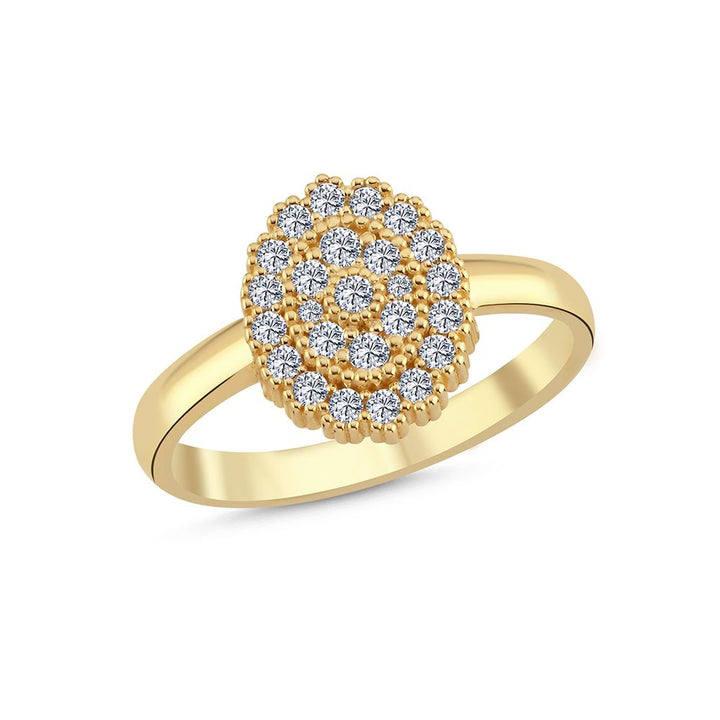 Nuran Athene 14kt ring 0.38ct W/SI fremvises med rund klynge af brillantslebne diamanter i guld. Model a2561-038rg-001.