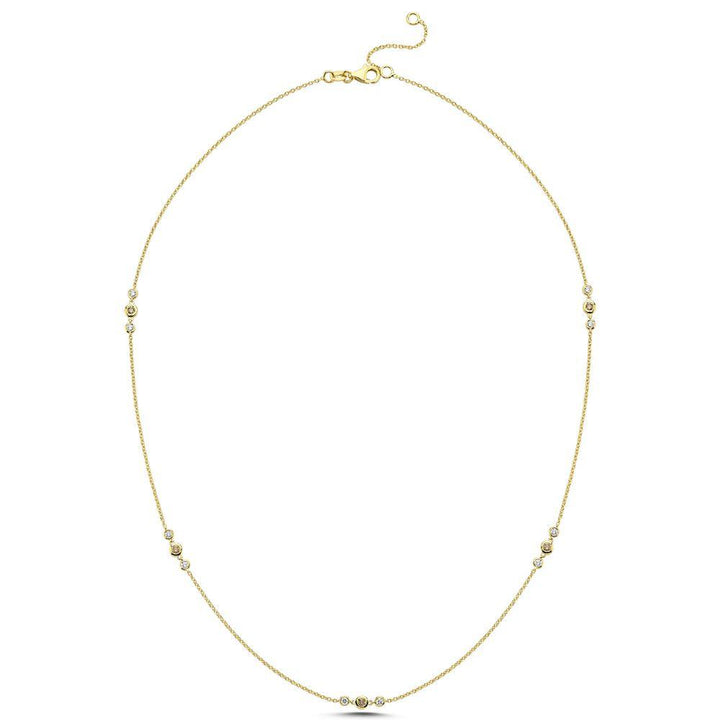 Nuran Champagne halskæde med diamanter, elegant guld kæde med diamantdetaljer. Model V3090CH-035RG.